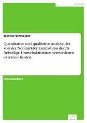 Cover von Quantitative und qualitative Analyse der von der Neumarkter Lammsbräu durch freiwillige Umweltaktivitäten vermiedenen externen Kosten