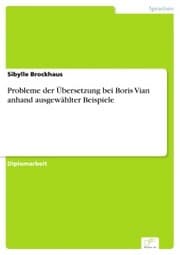 Cover von Probleme der Übersetzung bei Boris Vian anhand ausgewählter Beispiele
