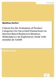 Cover von Criteria for the Evaluation of Product Categories for Successful Transactions on Internet-Based Business-to-Business Marketplaces: An Exploratory Study with mondus.de GmbH