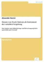 Cover von Einsatz von Stock Options als Instrument der variablen Vergütung