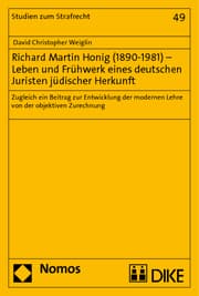 Cover von Richard Martin Honig (1890-1981) - Leben und Frühwerk eines deutschen Juristen jüdischer Herkunft