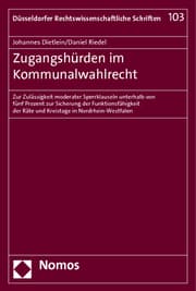 Cover von Zugangshürden im Kommunalwahlrecht