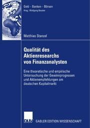 Cover von Qualität des Aktienresearch von Finanzanalysen