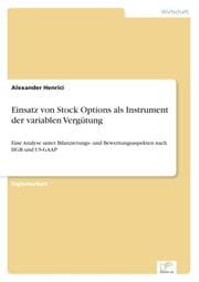 Cover von Einsatz von Stock Options als Instrument der variablen Vergütung