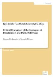 Cover von Critical Evaluation of the Strategies of Privatization and Public Offerings