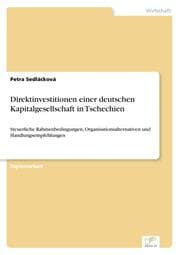 Cover von Direktinvestitionen einer deutschen Kapitalgesellschaft in Tschechien