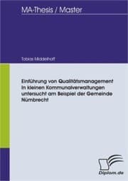 Cover von Einführung von Qualitätsmanagement in kleinen Kommunalverwaltungen untersucht am Beispiel der Gemeinde Nümbrecht