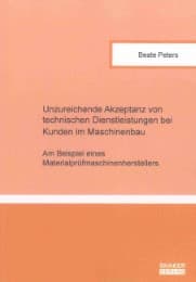 Cover von Unzureichende Akzeptanz von technischen Dienstleistungen bei Kunden im Maschinenbau