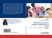 Cover von Effect of class size on students'' opportunity to learn