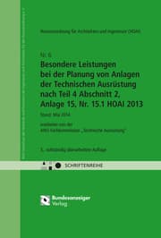 Cover von Besondere Leistungen bei der Planung von Anlagen der Technischen Ausrüstung nach Teil 4 Abschnitt 2, Anlage 15, Nr. 15.1 HOAI 2013