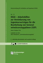 Cover von HOAI - Arbeitshilfen zur Vereinbarung von Ingenieurverträgen für die Bearbeitung von Generalentwässerungsplänen (GEP)