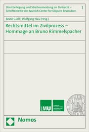 Cover von Rechtsmittel im Zivilprozess - Hommage an Bruno Rimmelspacher