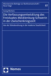 Cover von Die Verfassungsentwicklung des Freistaates Mecklenburg-Schwerin in der Zwischenkriegszeit