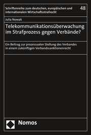 Cover von Telekommunikationsüberwachung im Strafprozess gegen Verbände?