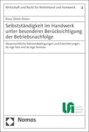 Cover von Selbstständigkeit im Handwerk unter besonderer Berücksichtigung der Betriebsnachfolge