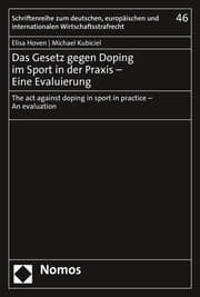 Cover von Das Gesetz gegen Doping im Sport in der Praxis - Eine Evaluierung