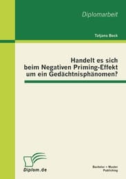 Cover von Handelt es sich beim Negativen Priming-Effekt um ein Gedächtnisphänomen?