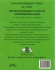 Cover von DürckheimRegister®-FOLIEN Nr. 2405 - für STEUERGESETZE u.a; zum Einheften und Unterteilen der Gesetzessammlungen