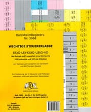 Cover von DürckheimRegister® Nr. 3068 STEUERERLASSE Gesetze und §§
