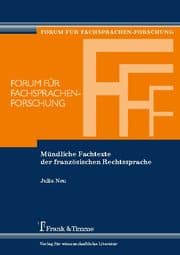 Cover von Mündliche Fachtexte der französischen Rechtssprache