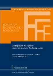 Cover von Diatopische Variation in der deutschen Rechtssprache