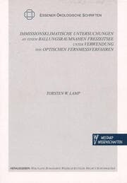 Cover von Immissionsklimatische Untersuchungen an einem ballungsraumnahen Freizeitsee unter Verwendung von optischen Fernmeßverfahren