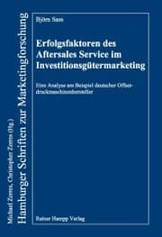 Cover von Erfolgsfaktoren des Aftersales Service im Investitionsgütermarketing