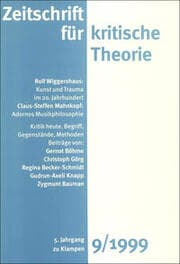 Cover von Zeitschrift für kritische Theorie / Zeitschrift für kritische Theorie, Heft 9 (1999)