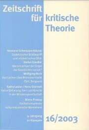 Cover von Zeitschrift für kritische Theorie / Zeitschrift für kritische Theorie, Heft 16 (2003)