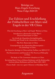 Cover von Zur Edition und Erschließung der Frühschriften von Marx und Engels in der VR China