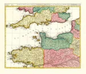 Cover von Historische Karte: ÄRMELKANAL - Südliches ENGLAND und nördliches FRANKREICH - KANALINSELN, um 1710