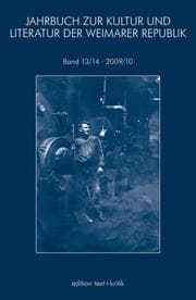 Cover von Jahrbuch zur Kultur und Literatur der Weimarer Republik 13
