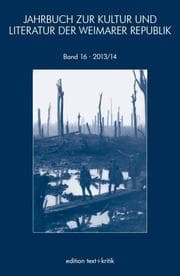 Cover von JAHRBUCH ZUR KULTUR UND LITERATUR DER WEIMARER REPUBLIK