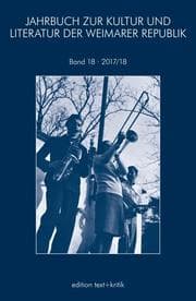 Cover von JAHRBUCH ZUR KULTUR UND LITERATUR DER WEIMARER REPUBLIK