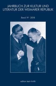 Cover von JAHRBUCH ZUR KULTUR UND LITERATUR DER WEIMARER REPUBLIK