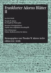Cover von Frankfurter Adorno Blätter II