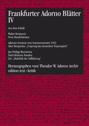 Cover von Frankfurter Adorno Blätter IV