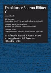 Cover von Frankfurter Adorno Blätter V