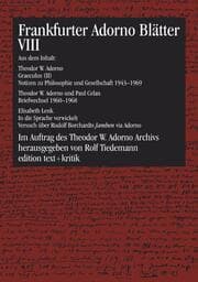 Cover von Frankfurter Adorno Blätter VIII