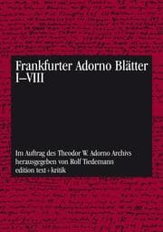 Cover von Buchpaket: Frankfurter Adorno Blätter