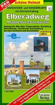 Cover von Radwander- und Wanderkarte mit Zick-Zack-Faltung Elberadweg, Magdeburg-Cuxhaven