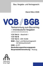 Cover von VOB/BGB Textsammlung zum Bauvertrag - innerdeutsche Vergaben (Stand März 2026)