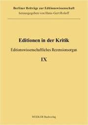 Cover von Editionen in der Kritik 9