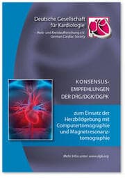Cover von Konsensusempfehlungen der DRG/DGK/DGPK zum Einsatz der Herzbildgebung mit Computertomographie und Magnetresonanztomographie