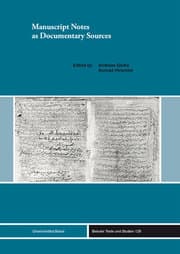 Cover von Manuscript Notes as Documentary Sources
