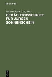 Cover von Gedächtnisschrift für Jürgen Sonnenschein