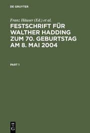 Cover von Festschrift für Walter Hadding zum 70.Geburtstag am 8.Mai 2004