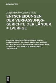 Cover von Baden-Württemberg, Berlin, Brandenburg, Bremen, Hamburg, Hessen, Mecklenburg-Vorpommern, Niedersachsen, Saarland, Sachsen, Sachsen-Anhalt, Thüringen