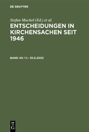 Cover von Entscheidungen in Kirchensachen 40