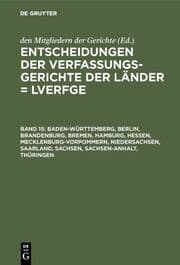Cover von Baden-Württemberg, Berlin, Brandenburg, Bremen, Hamburg, Hessen, Mecklenburg-Vorpommern, Niedersachsen, Saarland, Sachsen, Sachsen-Anhalt, Thüringen